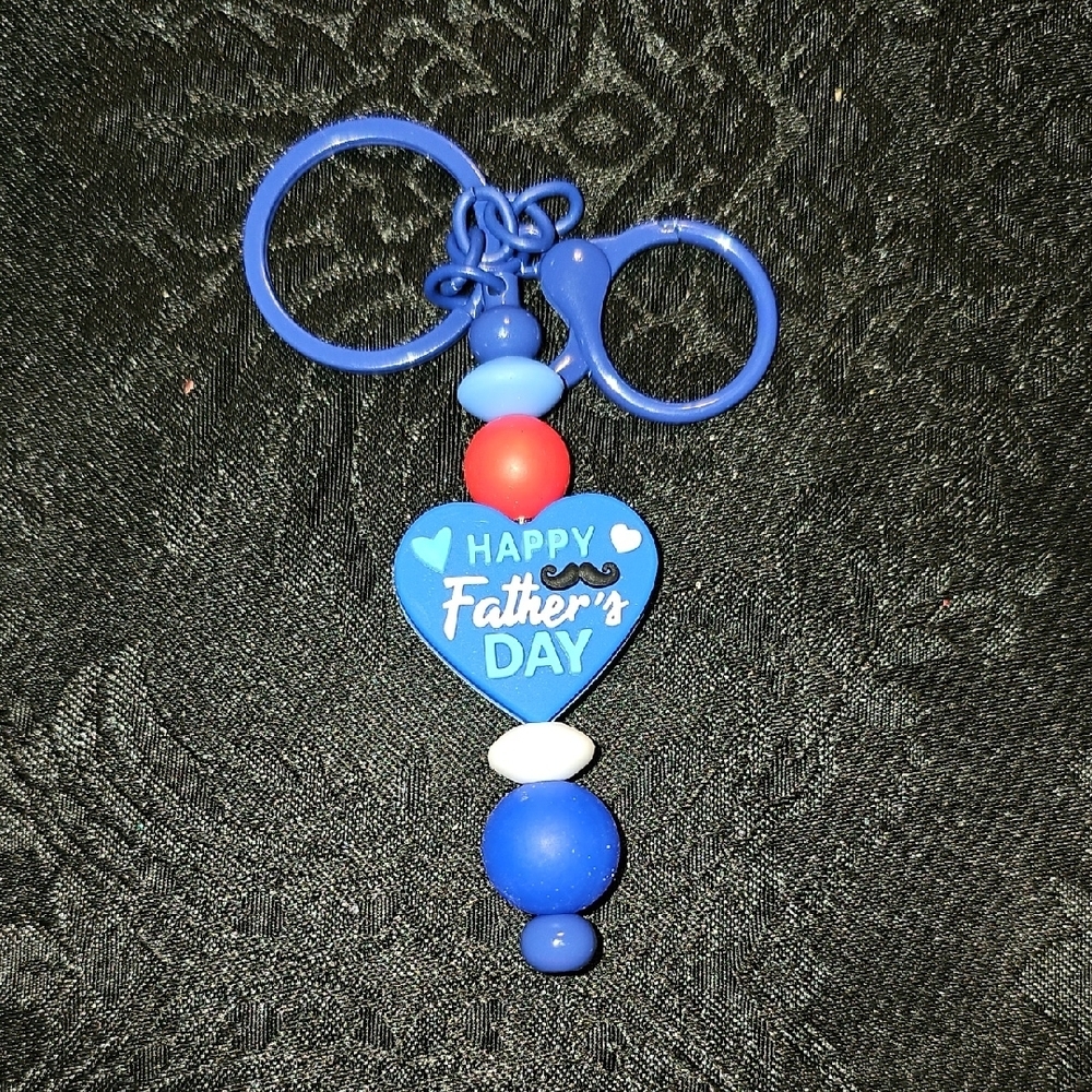 Handmade Blue and Red Father's Day Keychain